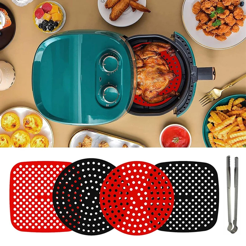 Air Fryer Lined Silicone Pad 7.5/8/8.5/9 Inch Square Round Heat