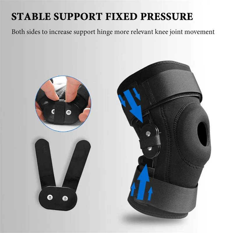 Knee Brace Hinged with Strap Side Patella Stabilizers for Protection Pain Relief for Arthritis Meniscus Tear