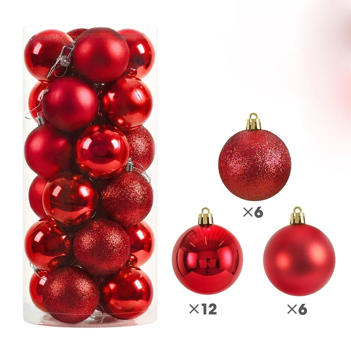 thumbnail image 1 of 24 bolas navideñas de 3/4/6 cm, bolas grandes para árbol de Navidad, adornos colgantes para decoración de fiestas, regalos de Navidad de Año Nuevo 2025, accesorios, 1 of 5