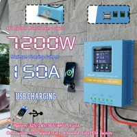 Contrôleur de Charge solaire 150A Max 7200W 120A 100A 60A, ventilateur de refroidissement intelligent MPPT, double USB automatique 12V/24V/36V/48V, écran LCD 7 Modes 1