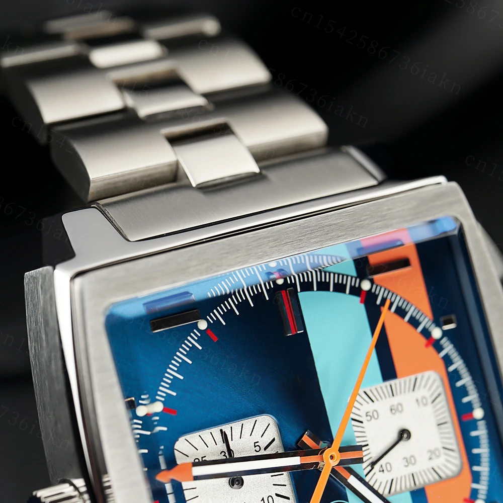 2022 Fashion New Square Color Bar 37mm Men's Leisure Sports Sapphire Mirror Stainless Steel Material Waterproof Quartz Watch
