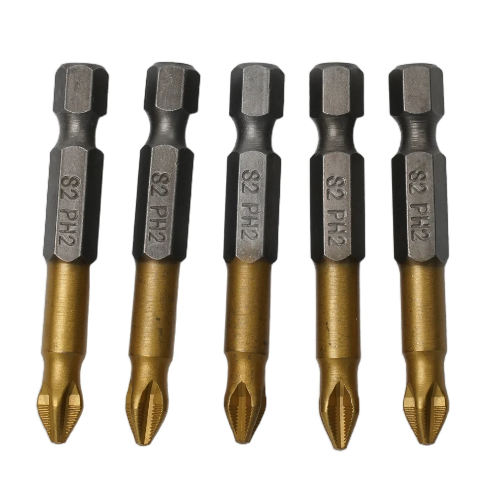 

5PCS PH2 50mm Coated Electric Screwdriver Bit 1/4in Hex Shank Non-slip Screwdriver Set Maintenance Tools