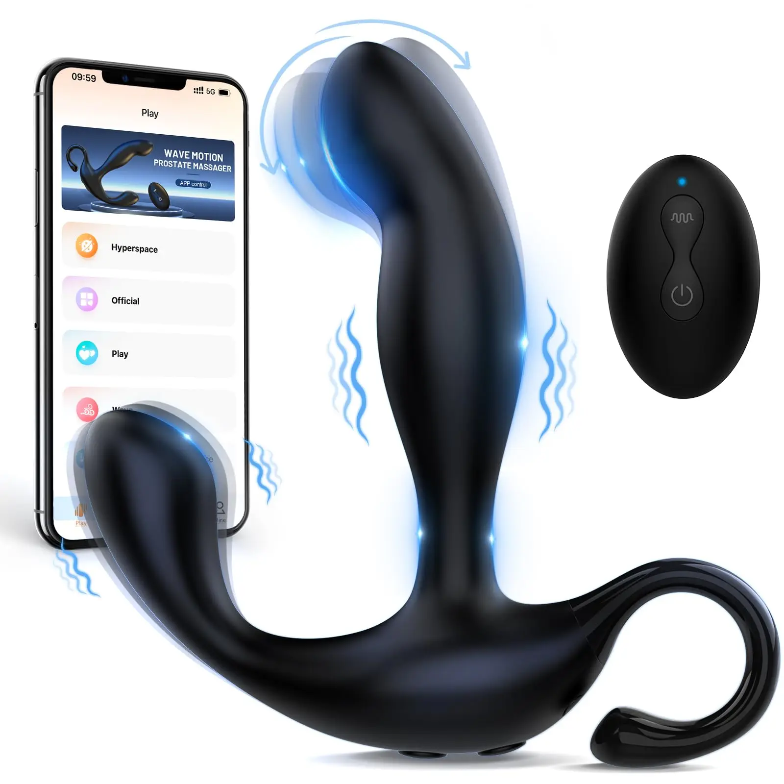 

Wave Motion Vibrating Prostate Massager, App Control Anal Toys, Anal Vibrator with 10 Wave Motion & 10 Vibration Modes, Ana