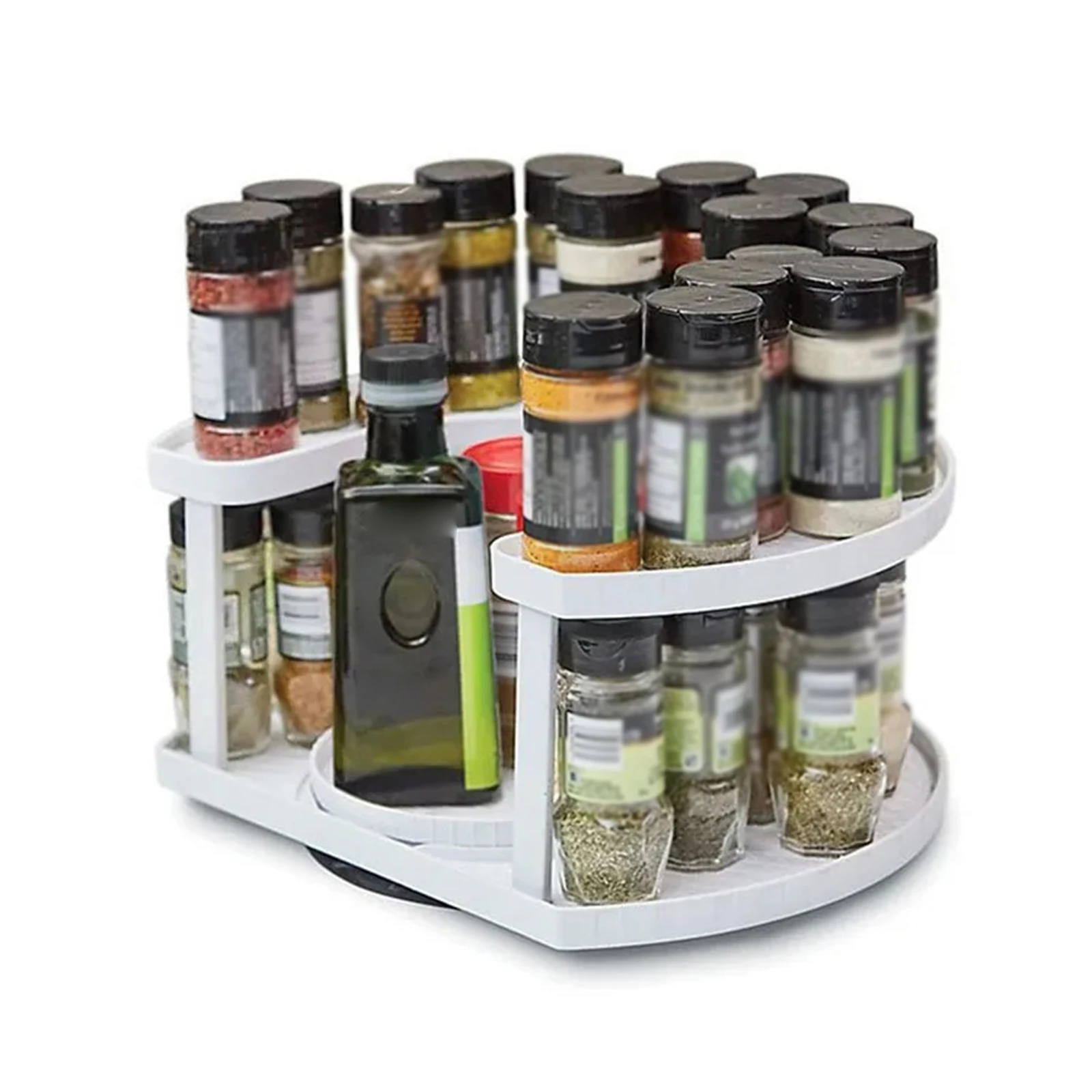360 Degree Rotating Spice Rack Turntable 2 Tiers For Kitchen Cupboard Makeup Vanity