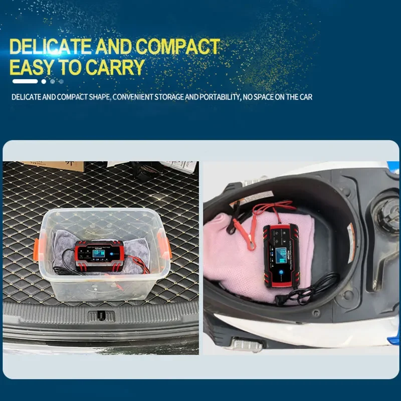 EAFC Car Battery Charger 12/24V 8A Touch Screen Pulse Repair Digital LCD Display Smart Fast Charger Charging for Car Motorcycle