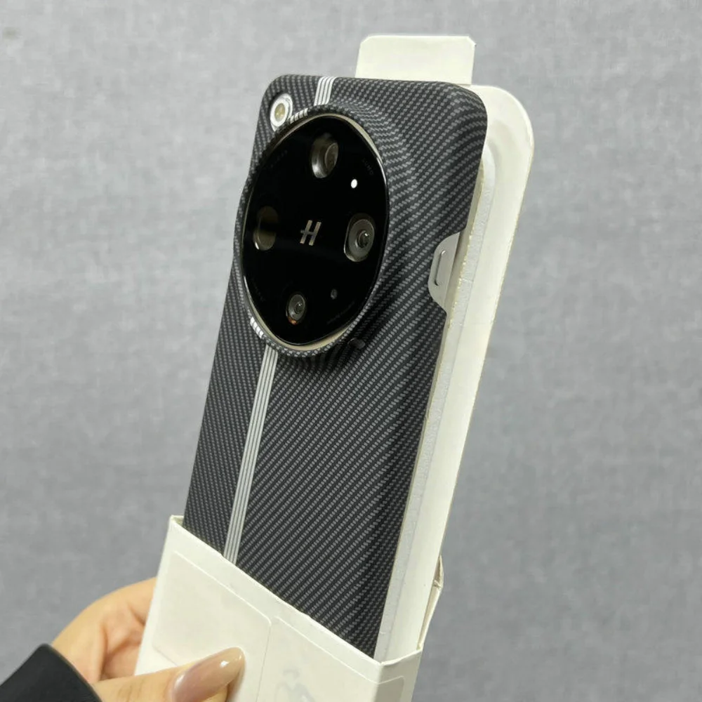 Carbon Fiber Colorful Stripe Texture PC Frameless Phone Case with Heat Dissipation Bumper Cover