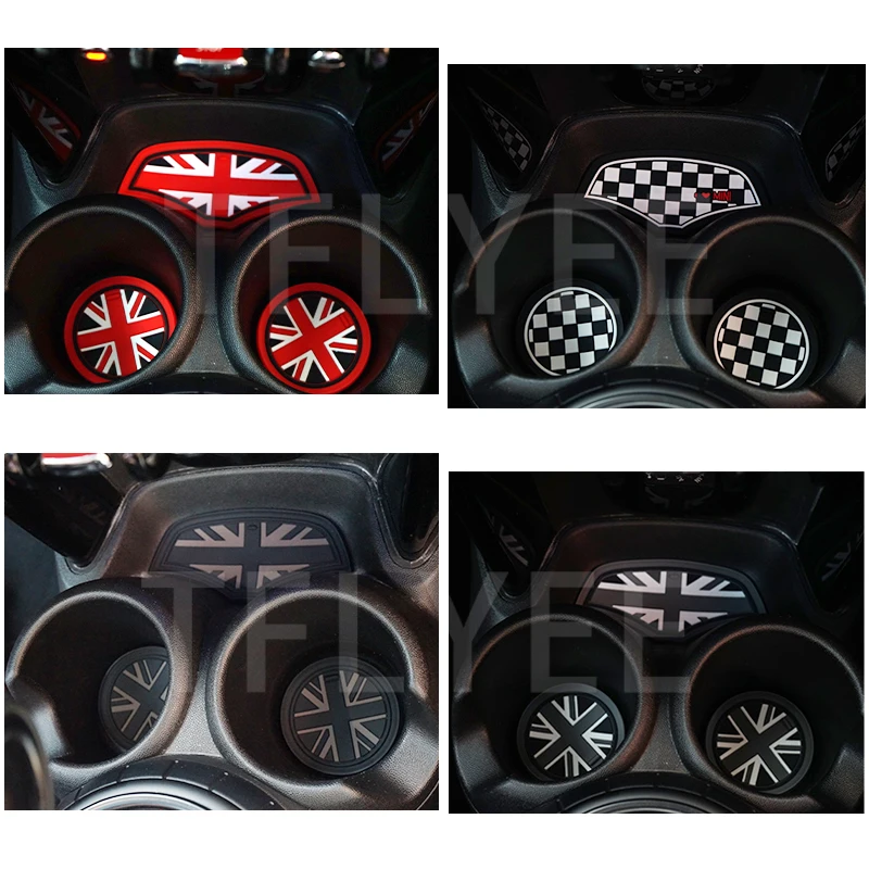 Union Jack Coffee Cushion Storage Groove Protect Coaster Car Cup Anti Slip Pad Mat For MINI Cooper F54 F55 F56 F60 Accessories