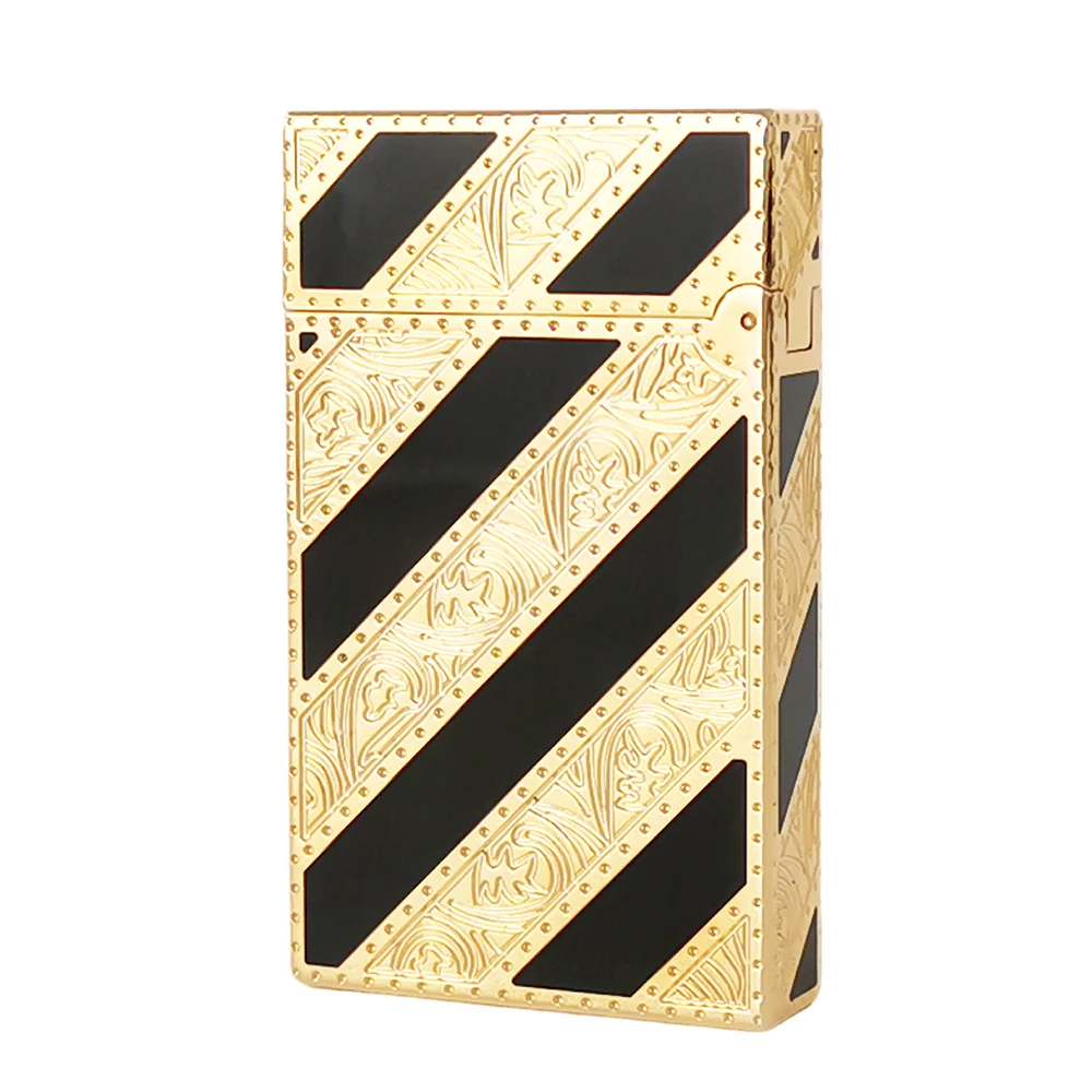 Luxury Brand Lighter Brass Lacquer Engraving Cigar Tobacco Smoking Cigarette Accessories Man Father Gifts Inflatable Butane Gas 2