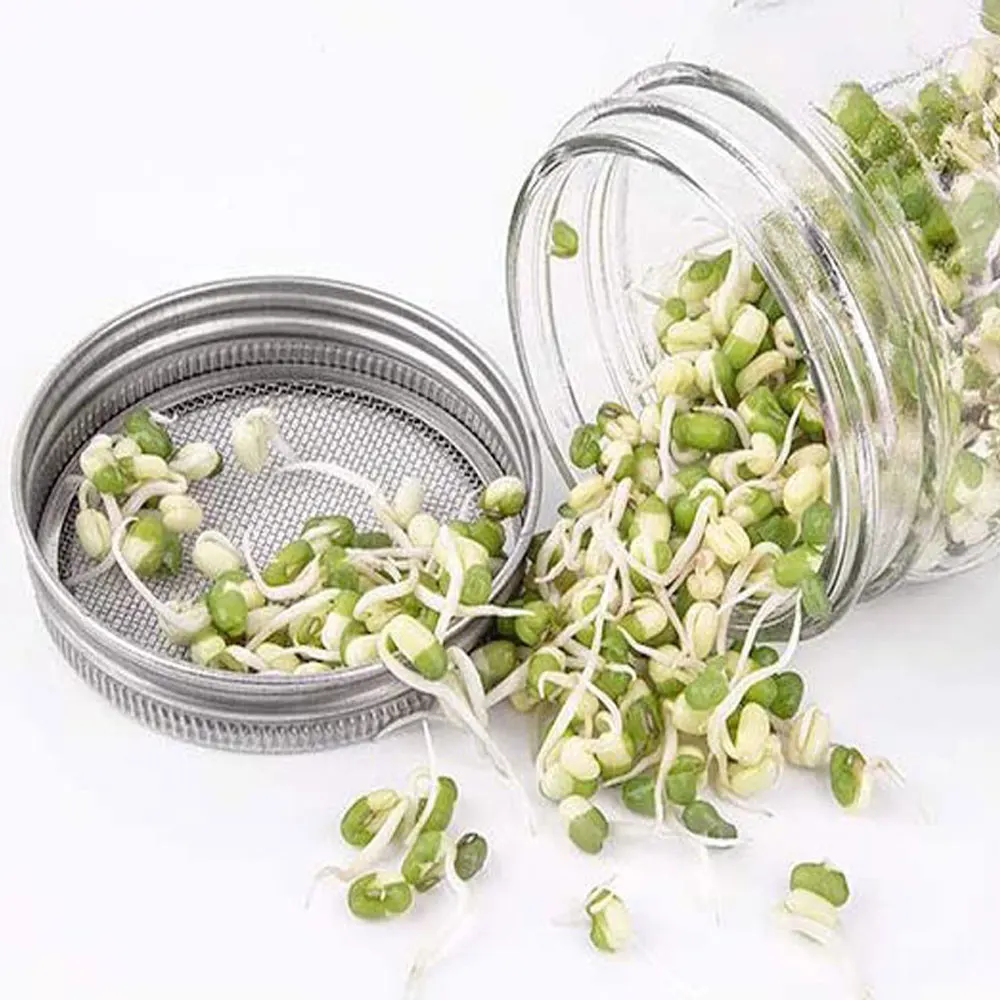 Sprouting Jars Kit Wide Mouth Sprouting Jar Germination Cover Sprouter Mason Jars support shelf