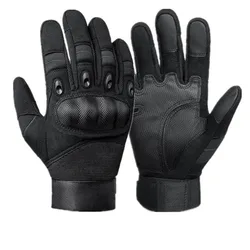 Enhanced Men's Full - Finger Tactical Outdoor Gloves with Touchscreen Capability and Protective Padding - M (Black)