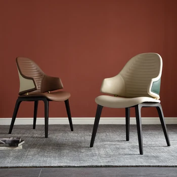 Sedia moderna e semplice con schienale per sala da pranzo sedia da pranzo in pelle di lusso leggera sedia semplice per il tempo libero
