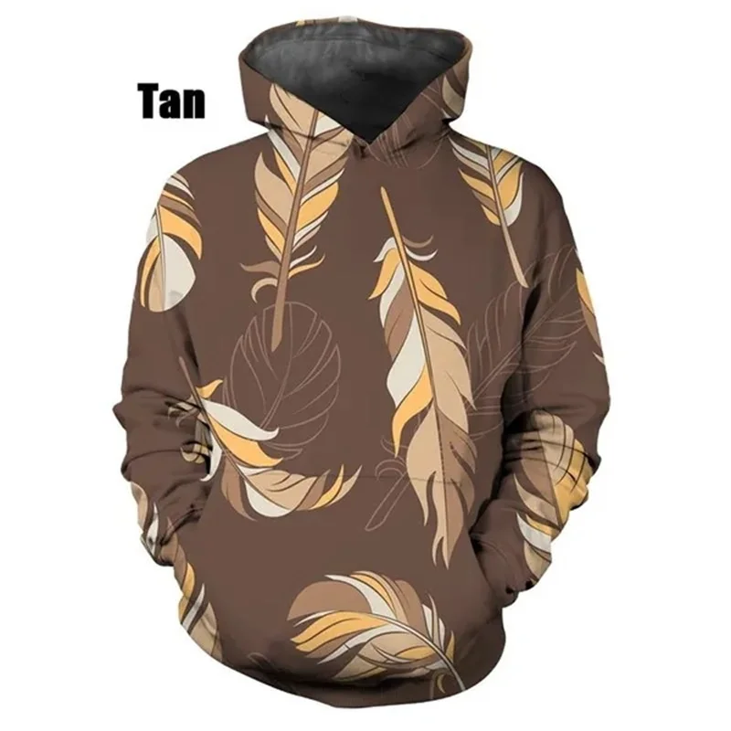 Sudadera con capucha de plumas con estampado 3D para hombre, sudadera con patrón colorido, moda informal de otoño, jerséis de gran tamaño, ropa de calle de manga larga
