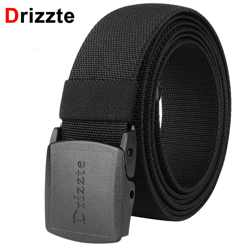 Drizzte Plus Size Men Stretch Belt 110cm To 190cm Black Elastic Web Weaving Belt 