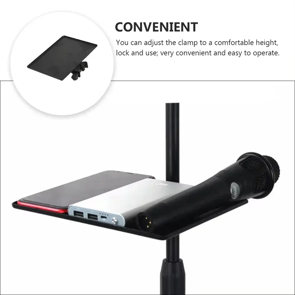 Universal Sound Card Tray Iron Clamp Music Desk Tabletop Tripod Shelf Speaker Clamp-On Mic Stand Speaker Stand Tray Holder