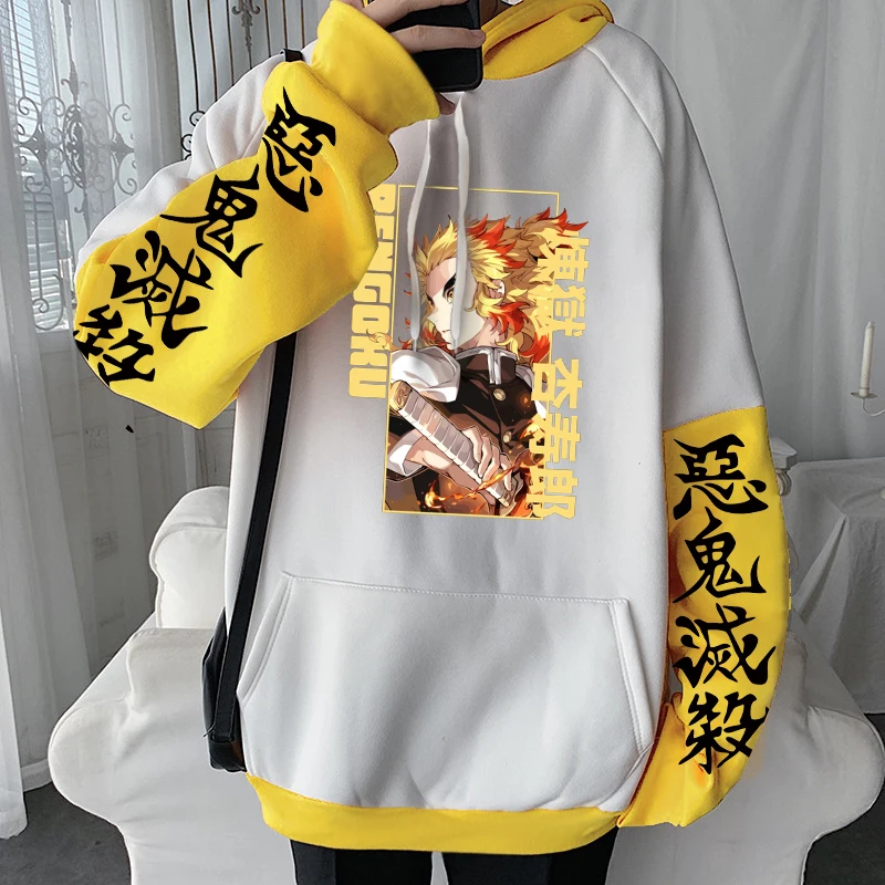 Sweat à Capuche Demon Slayer - Impression 3D Rengoku/Tanjirou - Coton/polyester - Pour Cosplay, Daily Wear