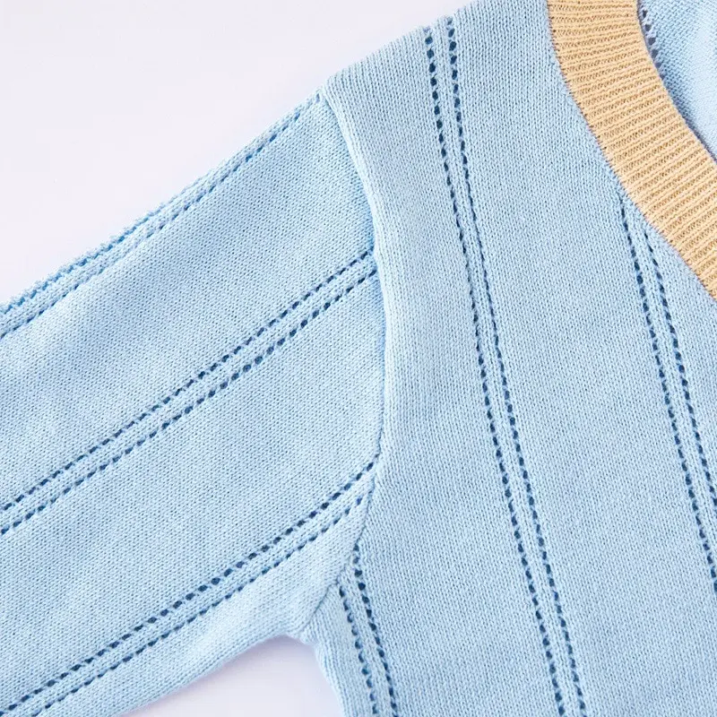 0-4yrs Spring Boys Outerwear for Kids Blue V-neck Girls Cardigan Sweater Jacket Cotton Boy Coat 1 2 3 4 Year Kids Clothes 225431