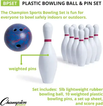 Sports Bowling Set: Rubber Ball & Plastic Pins for Training, Model:BPSET 2