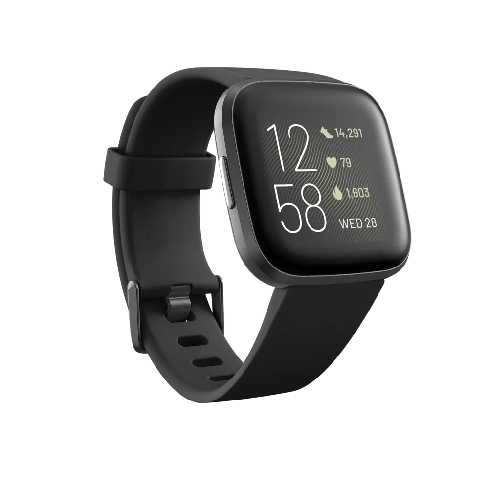 Fitbit Versa 2 Smartwatch de salud y fitness con frecuencia cardíaca, música, Alexa incorporado, seguimiento del sueño y de natación, negro/carbono
