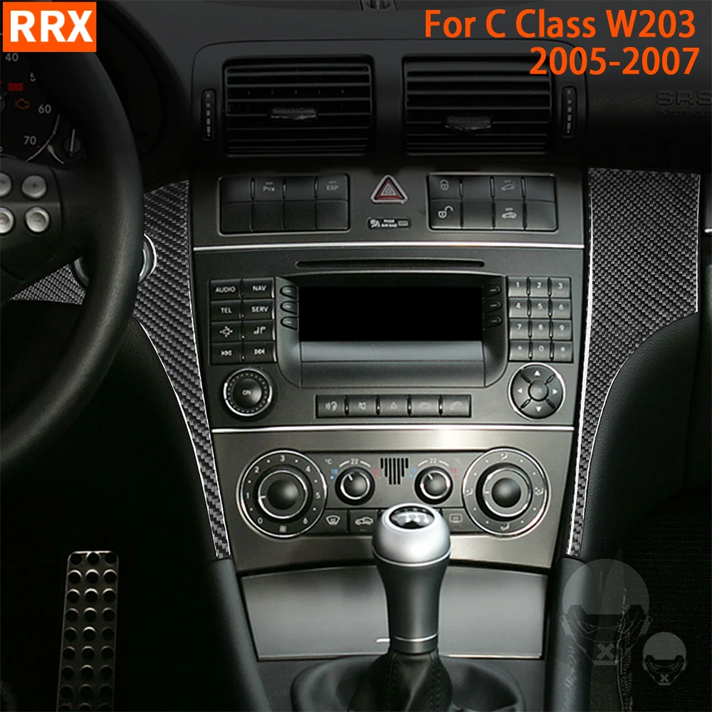 

For Mercedes-Benz C Class W203 2005-2007 Car Central Control Panel Both Sides Cover Trim Real Carbon Fiber Interior Accessories