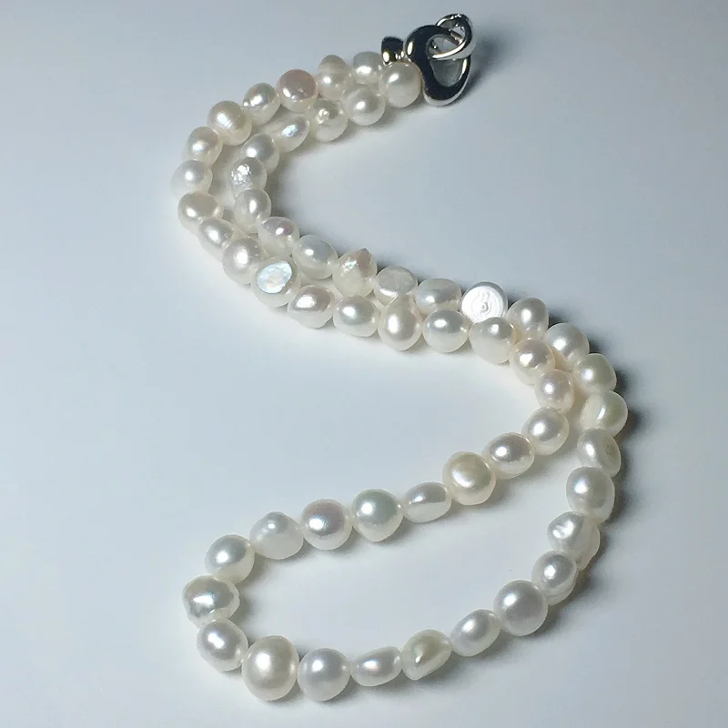 

Natural Baroque Pearl Necklaces 7-8mm Real Freshwater Pearl Choker Necklace For Women Simple Style Handmade DIY Pearl Jewelry