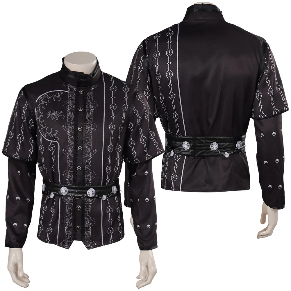 

Game Baldur Cos Gate Astarion Cosplay Costume Fantasy Black Top Belt For Adult Men Roleplay Outfits Halloween Carnival Suit