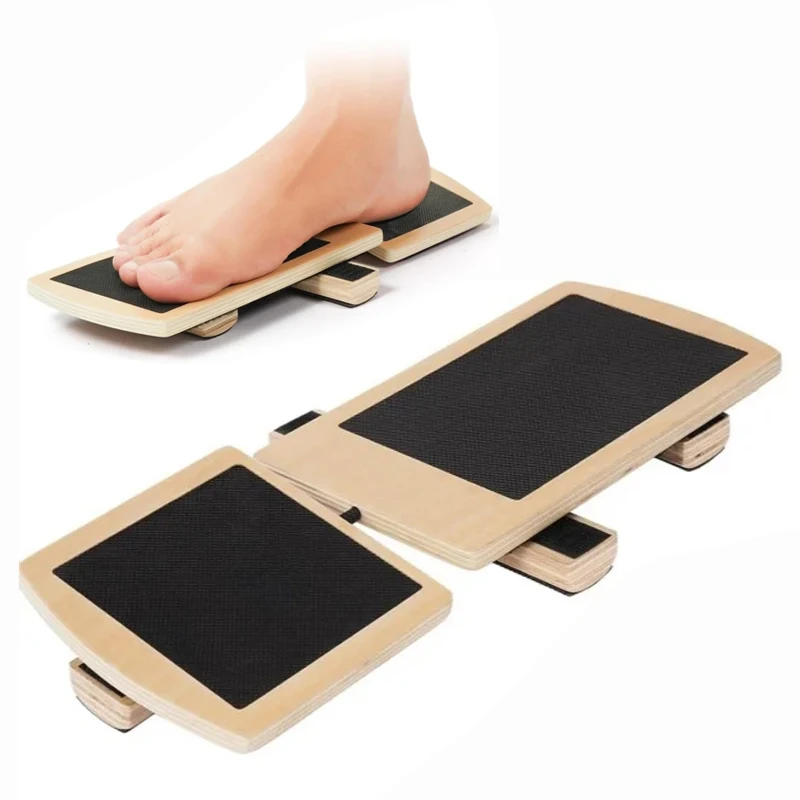 Solid Wood Foot Stretching Board Yoga Trainer Wooden Ballet Single Leg Balance Board For Sprained Ankle Stability Exercises wooden foot stretching board