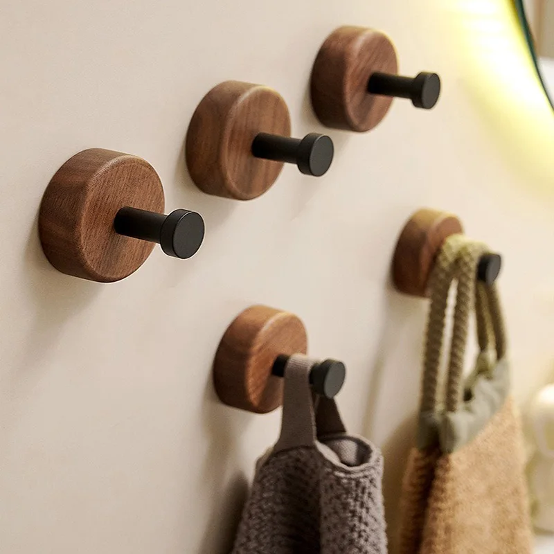 5/3/1Pcs Solid Wood Hooks Wall Mounted Clothes Scarf Hat Coat Hook Simple Room Decor Storage Hanger Towel Rack Home Organizer 2