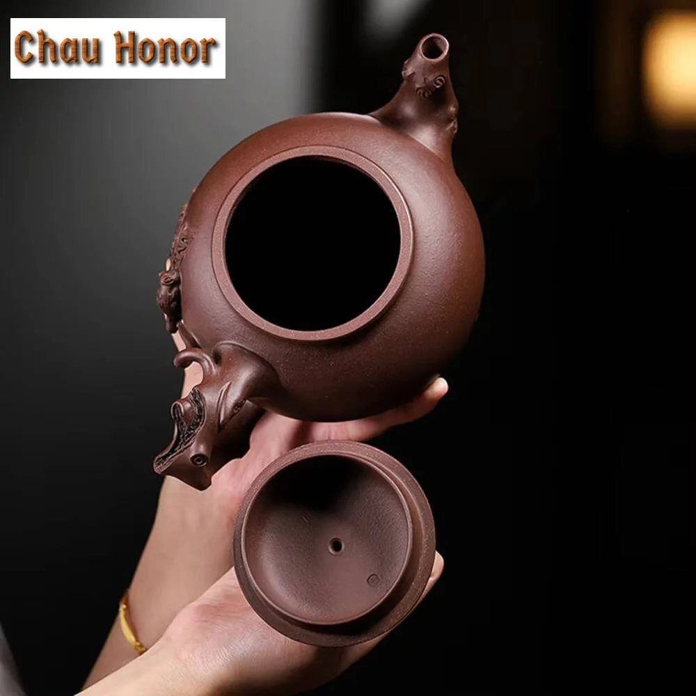 970ml Yixing Purple Clay Teapot Handmade Primrose Tea Pot Raw Ore Purple Mud Kettle Chinese High-end Zisha Tea Set Collection