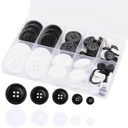 Black & White Mixed Round Resin Buttons - 100 - Piece Set (Black and White)