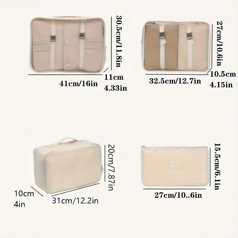 Lingge Travel Set Storage 7-piece Set, Travel Storage Bag, Waterproof PVC Wash and Makeup Bag, Clothing, Shoes, Underwear, Lugga