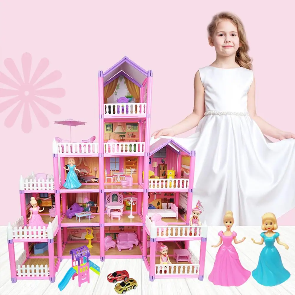 149 Piece Set Doll House for Girls,Dreamhouse, Princess Castle Set with  Fully Furnished Fashion Dollhouse,Simulation Play House with  Accessories,Gift Toy for Kids Ages 3 +