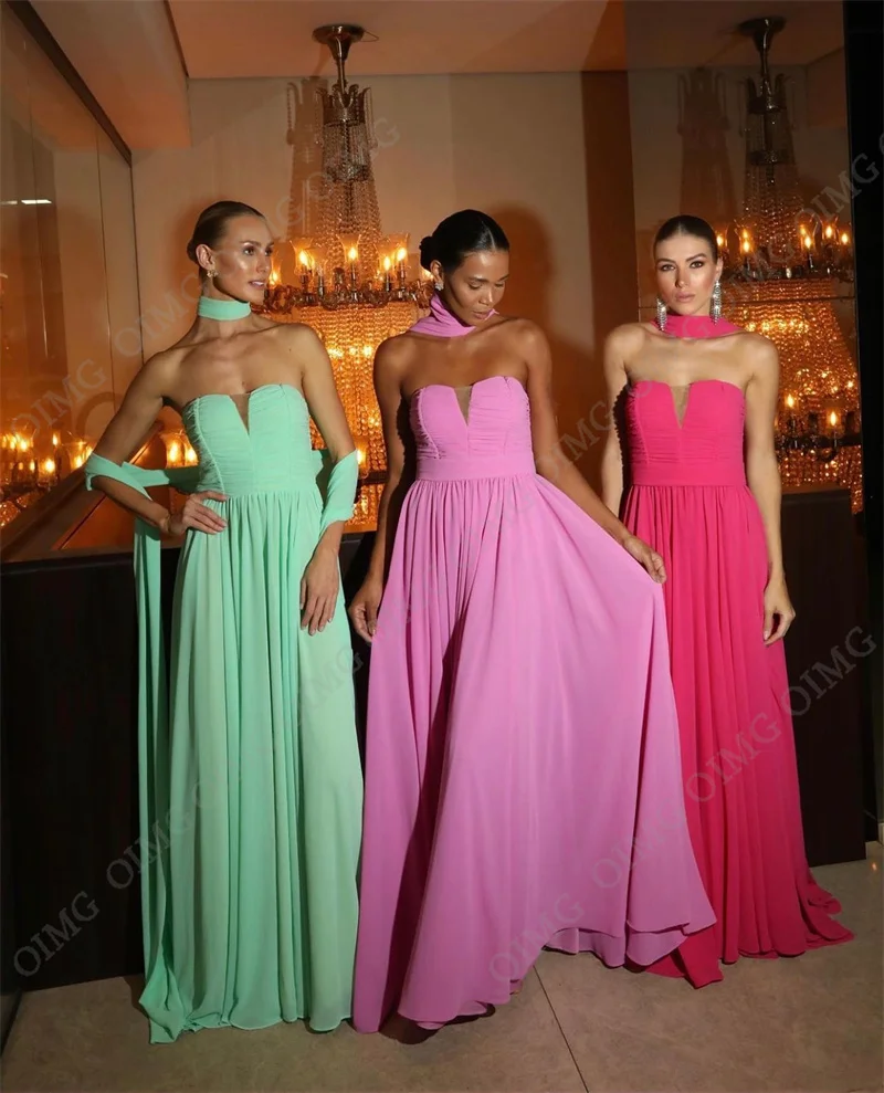 SONDR Beach Dress Summer Strapless For Women 2023 Evening Maxi Fashion Elegant Green Chiffon High Neck Cape Prom Wedding Dresses