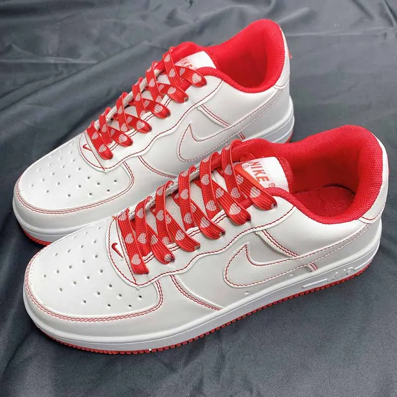 10pairs Lovers Couples Shoelaces 60-180cm Flat Printed Red White Heart Boot Laces Heat Transfer Latchet For AF1 1970s
