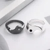 1Pair Yin Yang Gossip Rings For Men Women Vintage Punk Metal Drop Oil Tai Chi Paired Ring Set Couple Ring Jewelry Friend Gifts 3