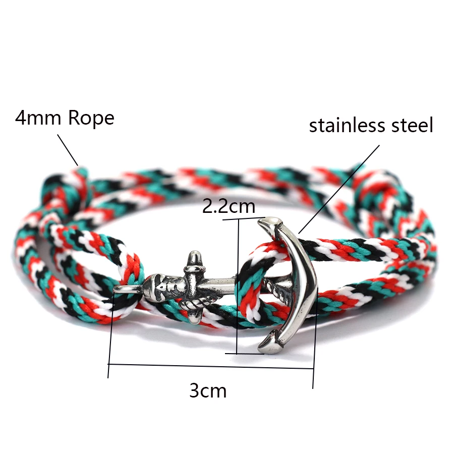 Stainless Steel Viking Skull Rope Bracelet for Men