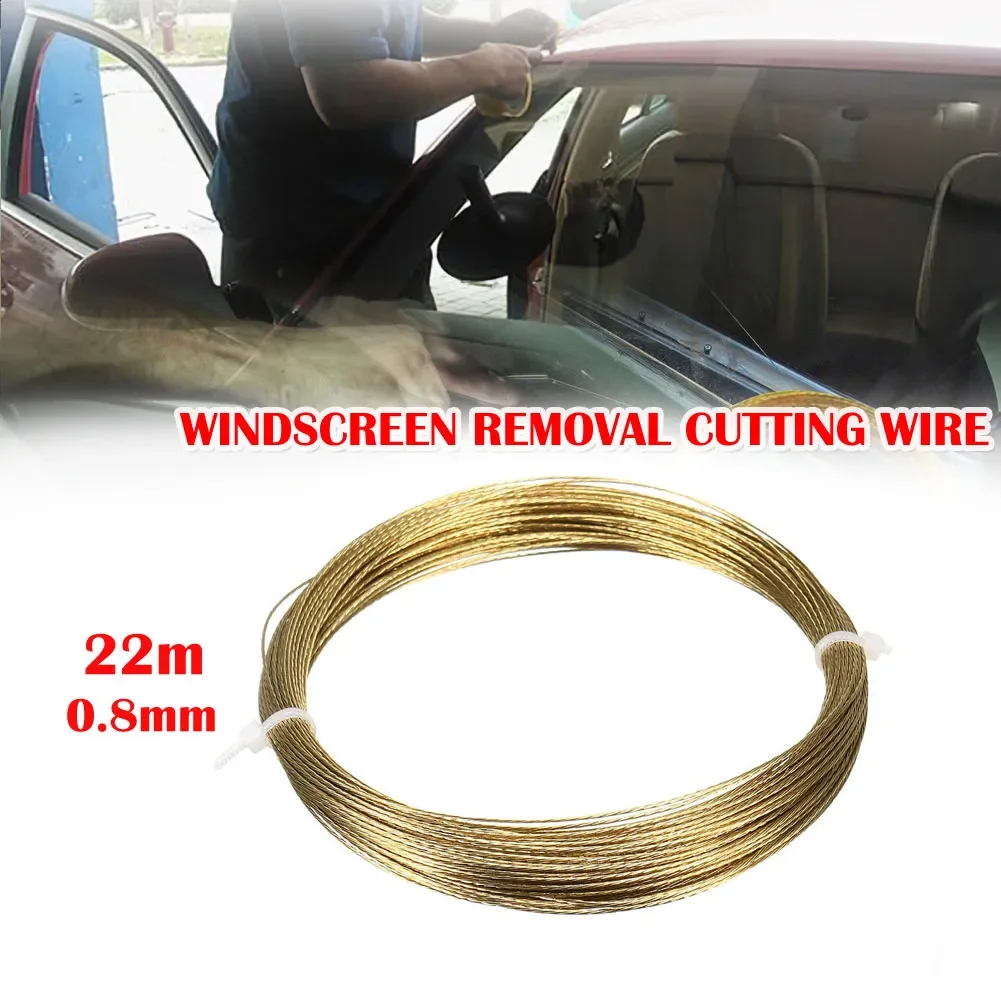 

22m 0.8mm Car Windscreen Glass Cutting Cut Out Braided Removal Wire Gold Roll Automobile Windshield Removal Tool 7 Strands Of St