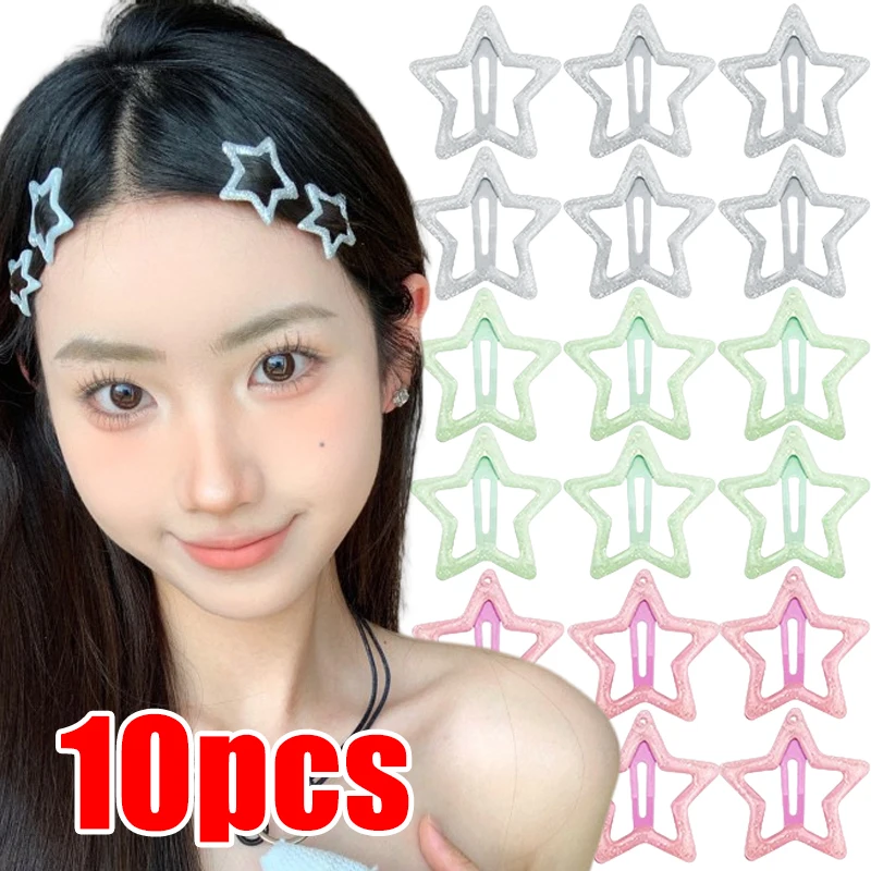 

2/10 шт. Красочные заколки для волос Y2K Star BB, женские металлические заколки для девочек, боковые заколки, аксессуары для волос, головные уборы