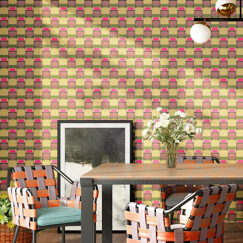 

Modern Lattice Wallpaper Creative Mosaic Living Room Bedroom Ktv Clothes Shop Background Mural Square Geometric Wallpaper