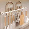 Kitchen Utensil Rack Pots and Pans Hanging Rack, Wall Mounted Stainless Steel Lid Cooking Utensil Hanger Sliding Hooks for Spoon 2