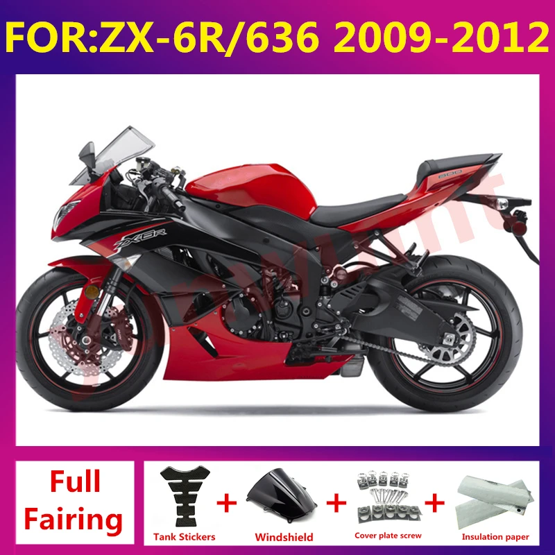 

New ABS Motorcycle Fairing kit Fit For kawasaki ZX6R 636 ZX-6R 2009 2010 2011 2012 full fairings bodywork zxmt set red black