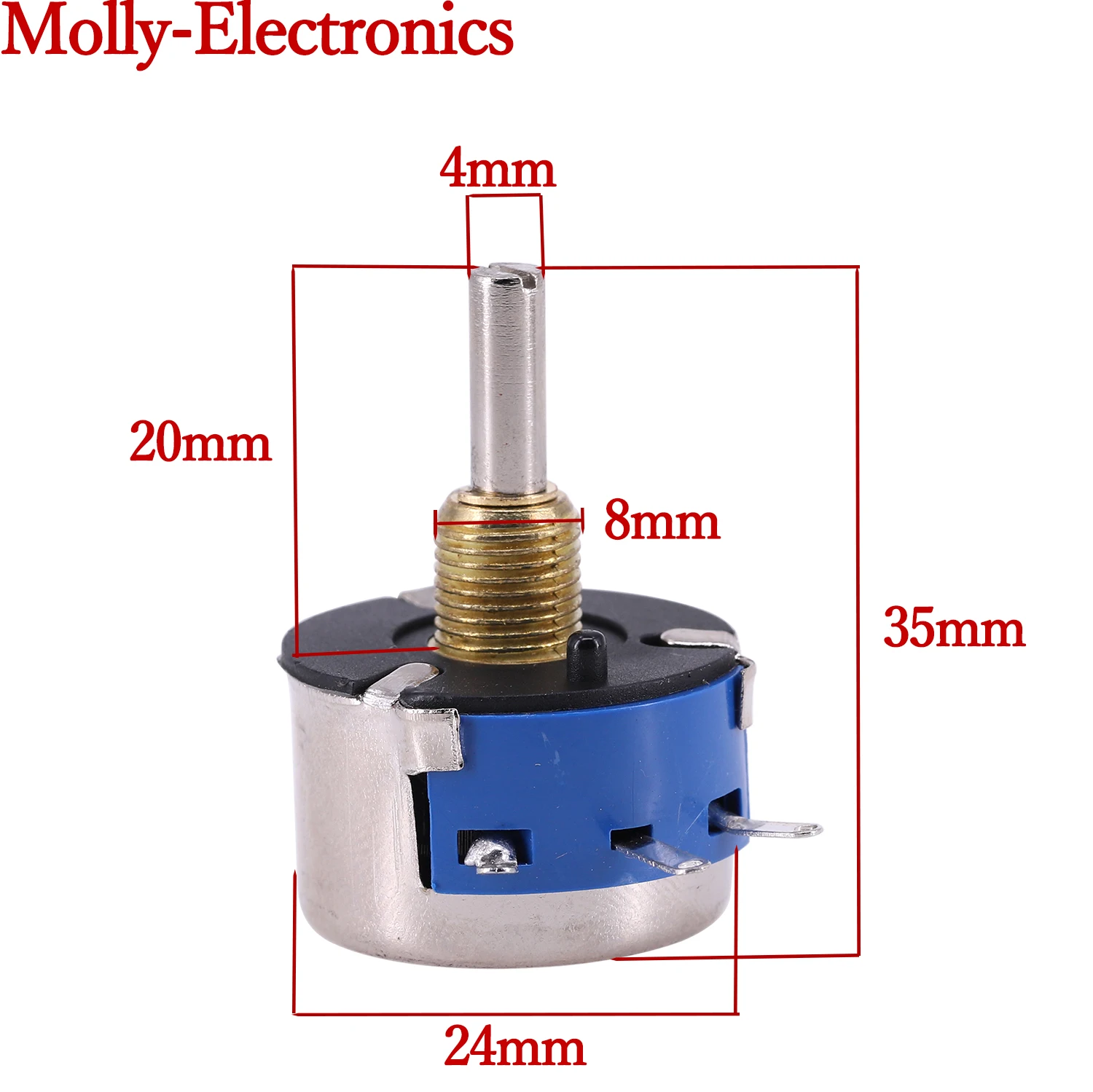 1PC Single-Turn Wirewound Potentionmeter WX14-12 3W 470Ohm 100Ohm 1K 2.2K 4.7K Balance Potentiometer