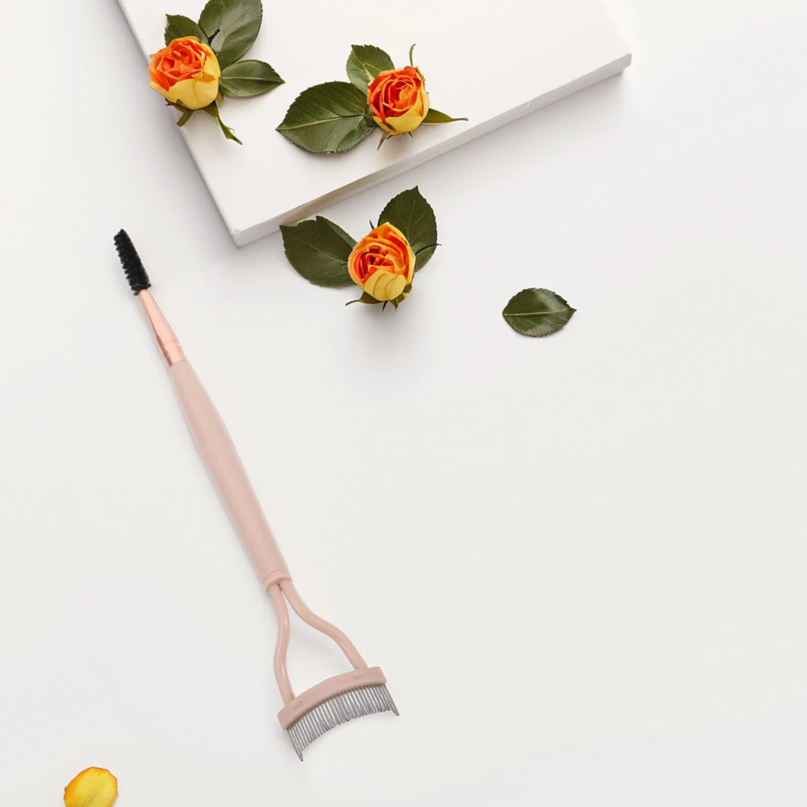 듀얼 헤드 눈썹 및 속눈썹 빗 스테인레스 스틸 바늘 플라스틱 손잡이 메이크업 그루밍 도구 휴대용 속눈썹 분리기 브로우