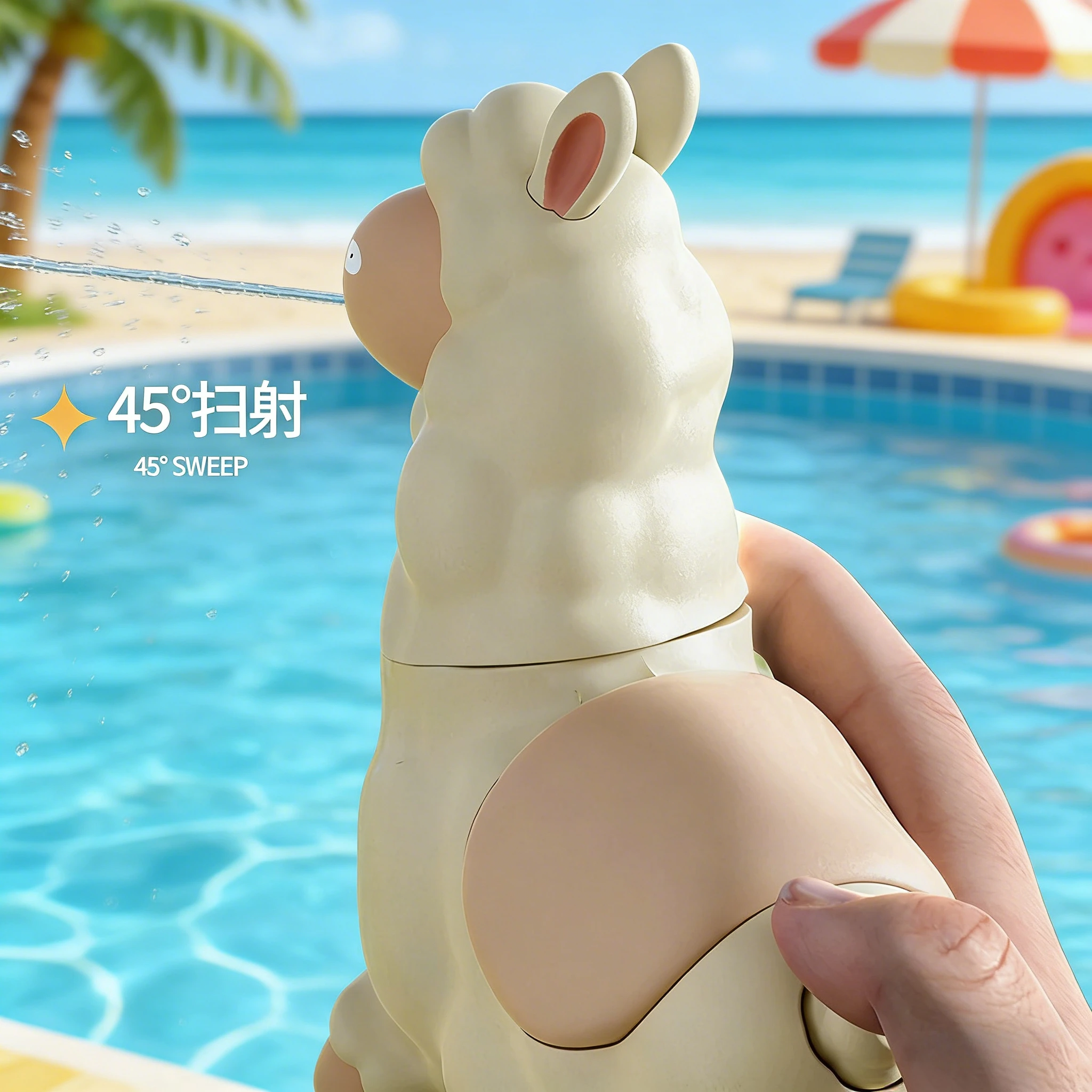 알파카 물놀이 장난감 물총, 헤드 쉐이킹 기능이 있는 수동 물 분사기, 야외 여름 해변 욕조 물놀이용