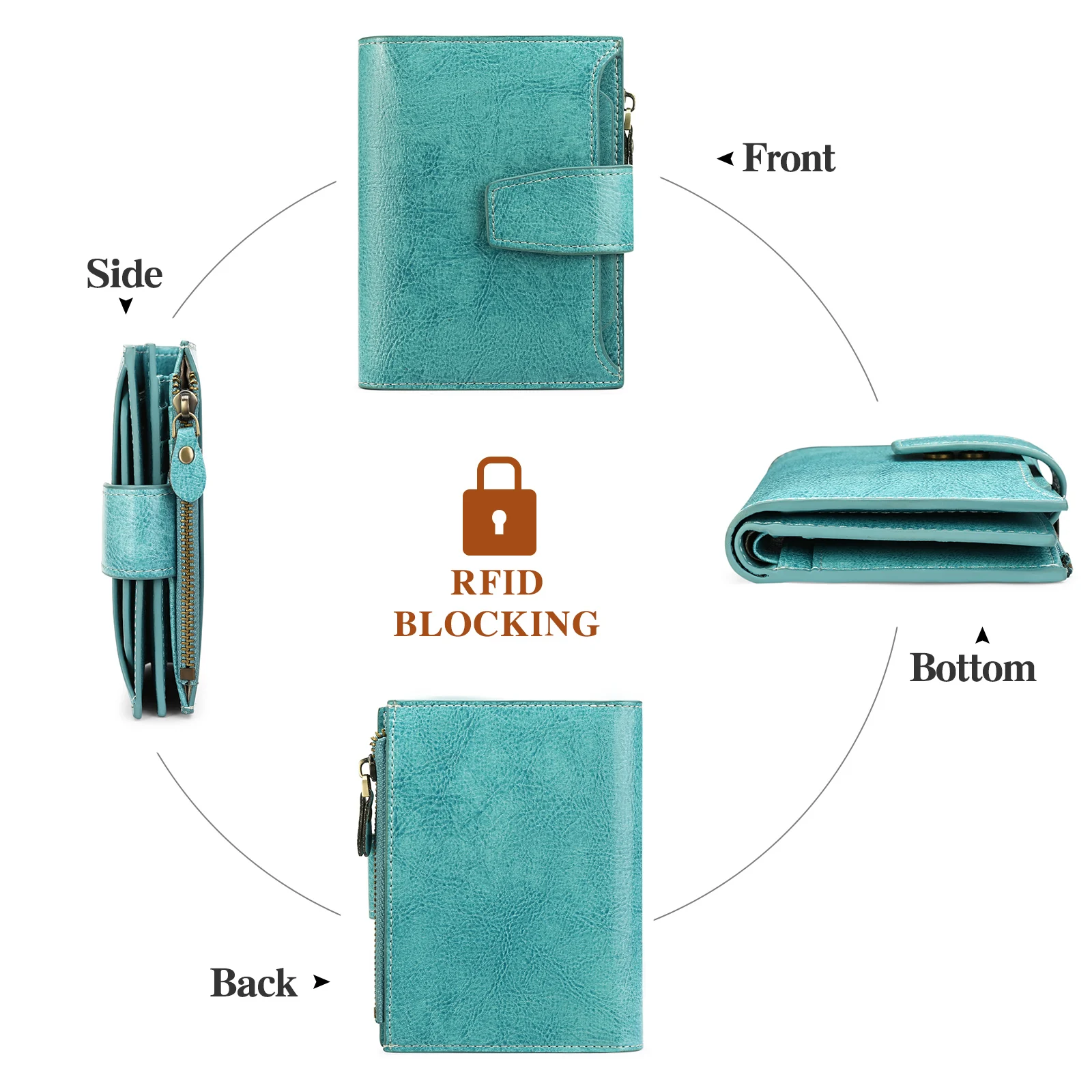 SENDEFN Casual Women Genuine Leather Wallet RFID Blocking Short Multi Function Large Capacity Zipper Coin Purse Money Clip 5191