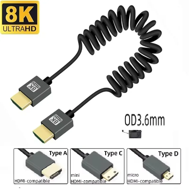 8K Ultra HD High-Speed Coiled HDMI Cable