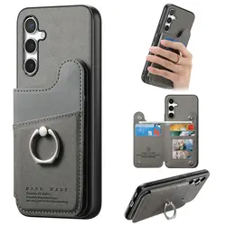 RFID Leather Wallet Case with Ring Holder - Galaxy A57 5G (GRAY)