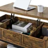 Rustic Lift Top Coffee Table w/Hidden Compartment & Open Shelf, Lifting Tabletop Coffee Accent Table for Living Room 6