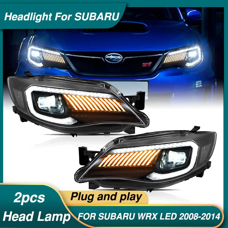 

Светодиодные фары в сборе для Subaru WRX 2008-2014, передние фары ДХО, аксессуары для автомобиля