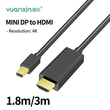 Yuanxin-4K 미니 DP-HDMI 남성 컴퓨터 케이블, 1.8M/3M 무산소 구리 코어 어댑터 PC 노트북 액세서리 디스플레이 케이블