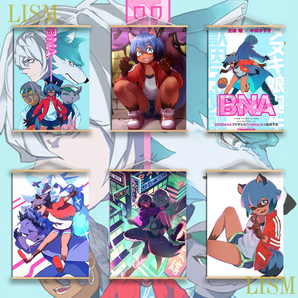 

BNA Brand New Animal Kagemori Michiru Anime manga wall Poster solid wood hanging scroll with canvas painting